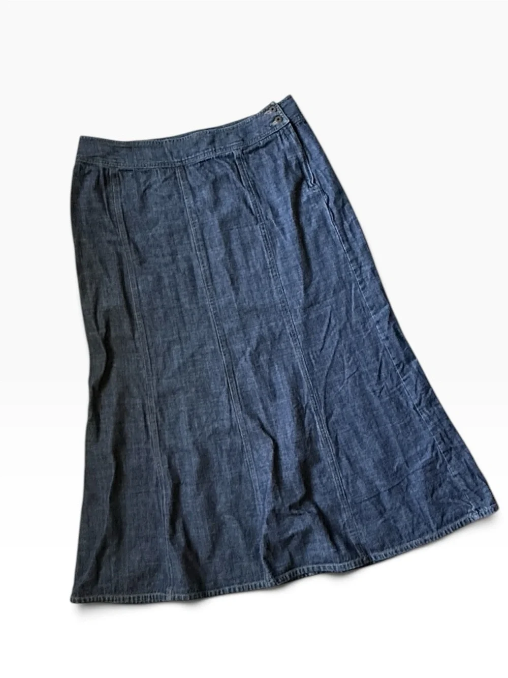 Liz Claiborne Dark Denim Maxi Skirt Wide Waistband Side Zipper